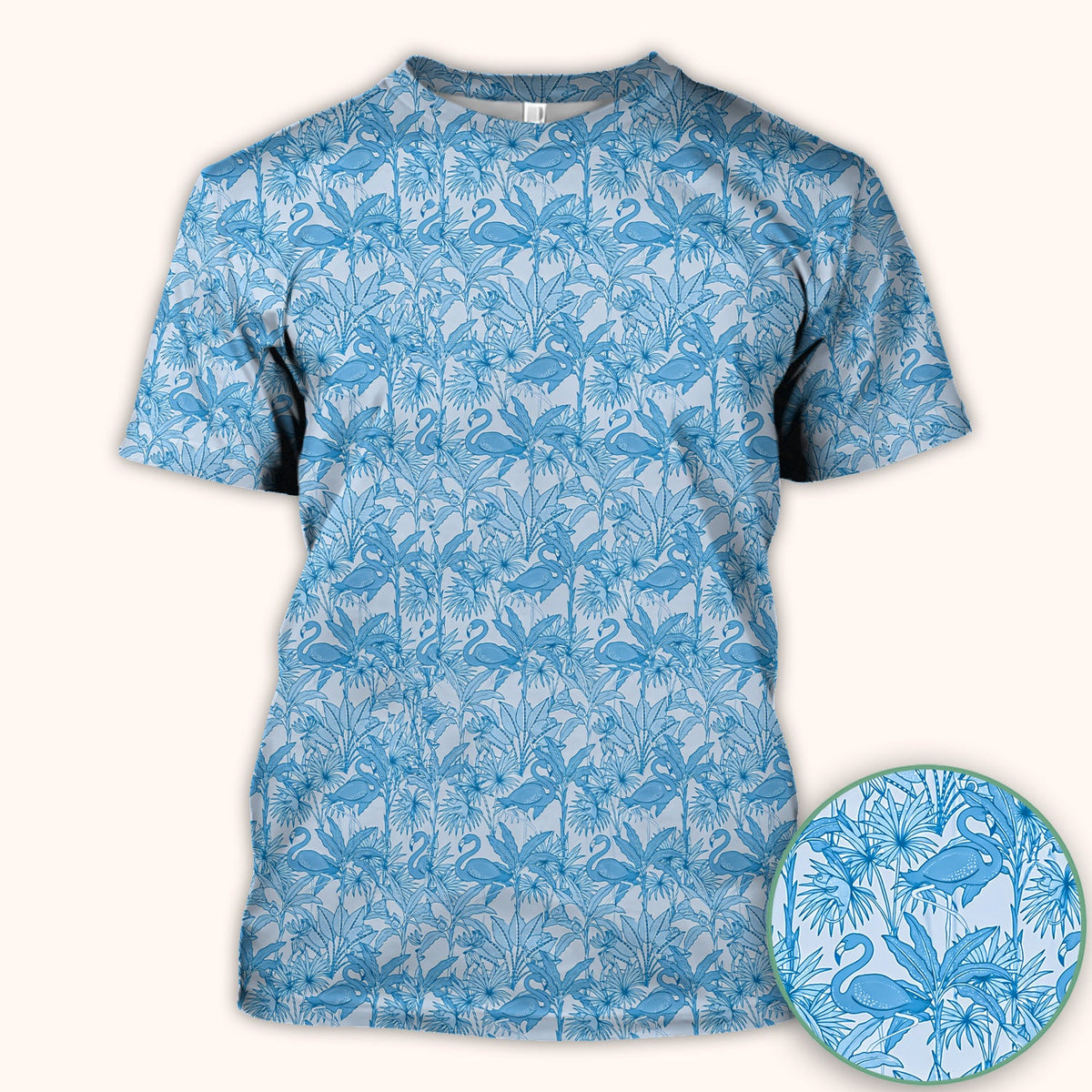 Tropical Flamingo Palm Leaves Nurse Scrub Top