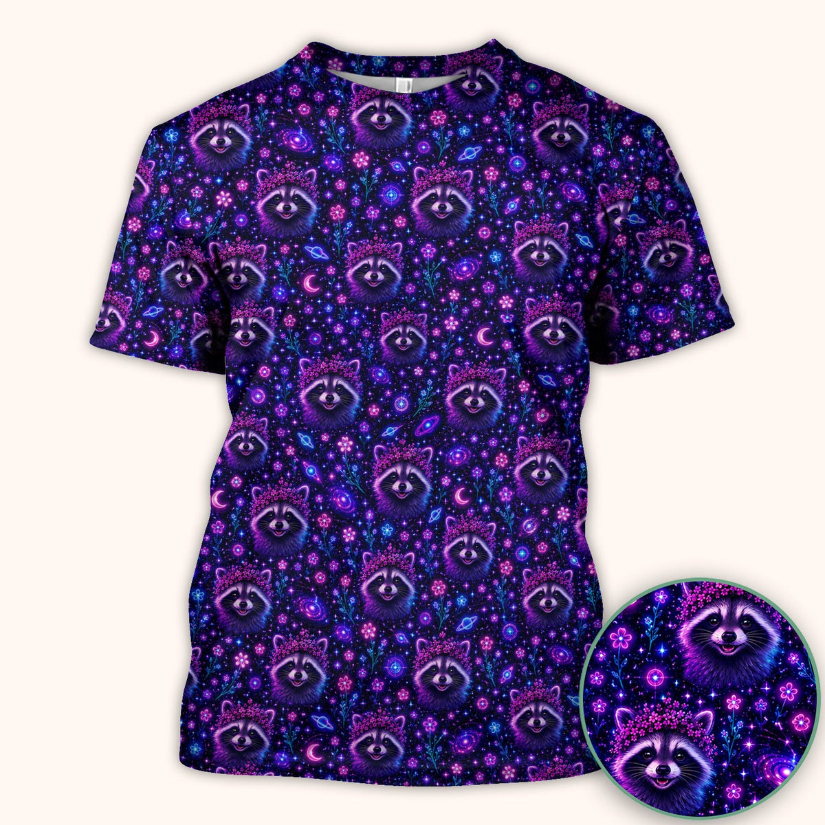 Galaxy Raccoon Nurse Scrub Top