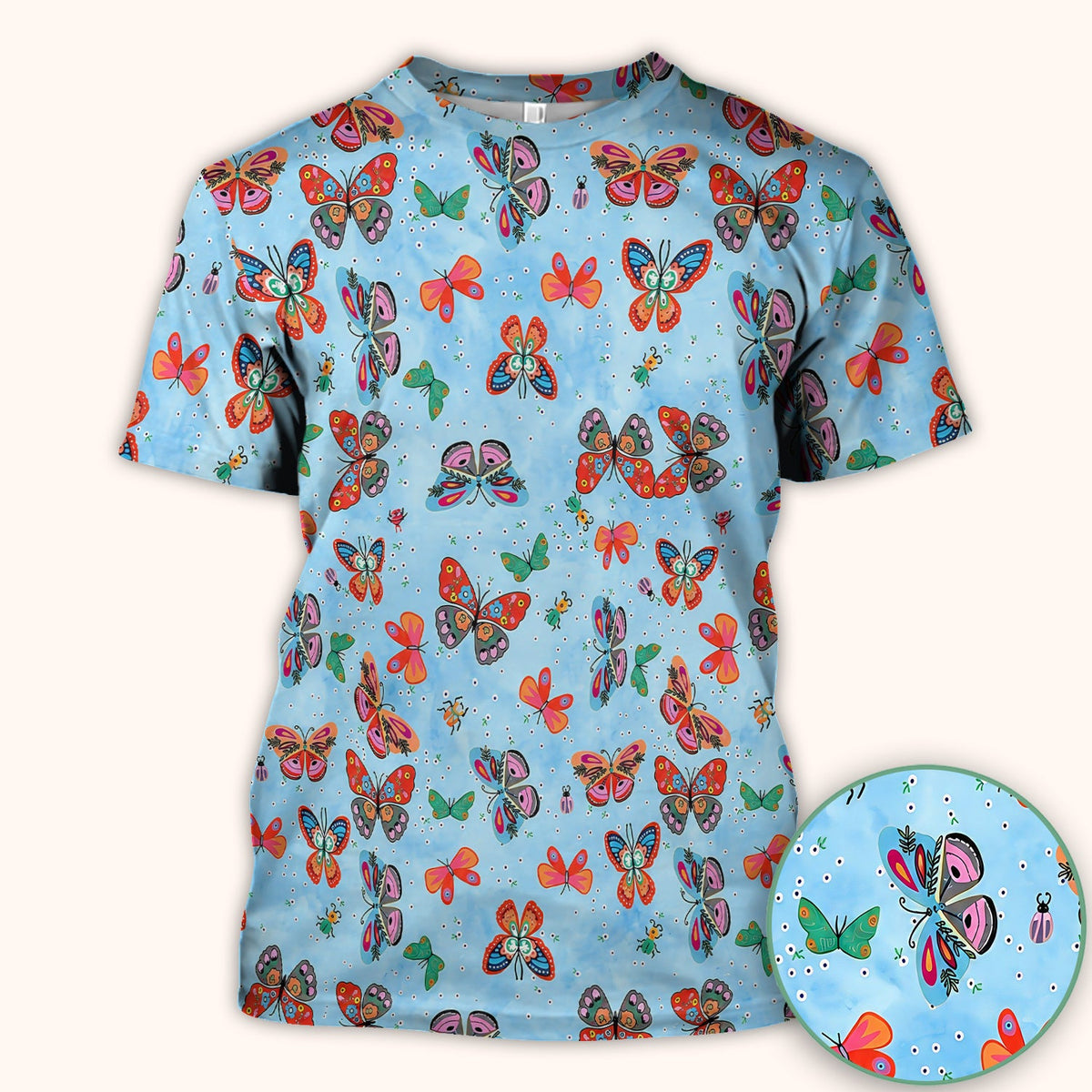 Colorful Butterfly Garden Nurse Scrub Top