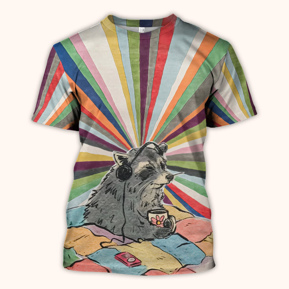 Chill Raccoon Rainbow Music Nurse Scrub Top