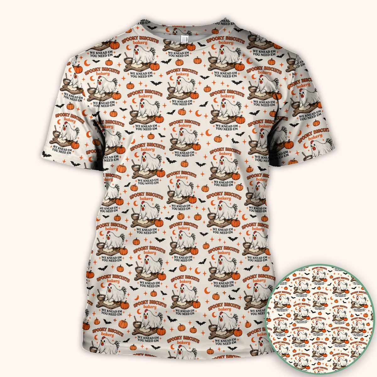 Spooky Biscuits Chicken Nurse Scrub Top - Halloween Gift