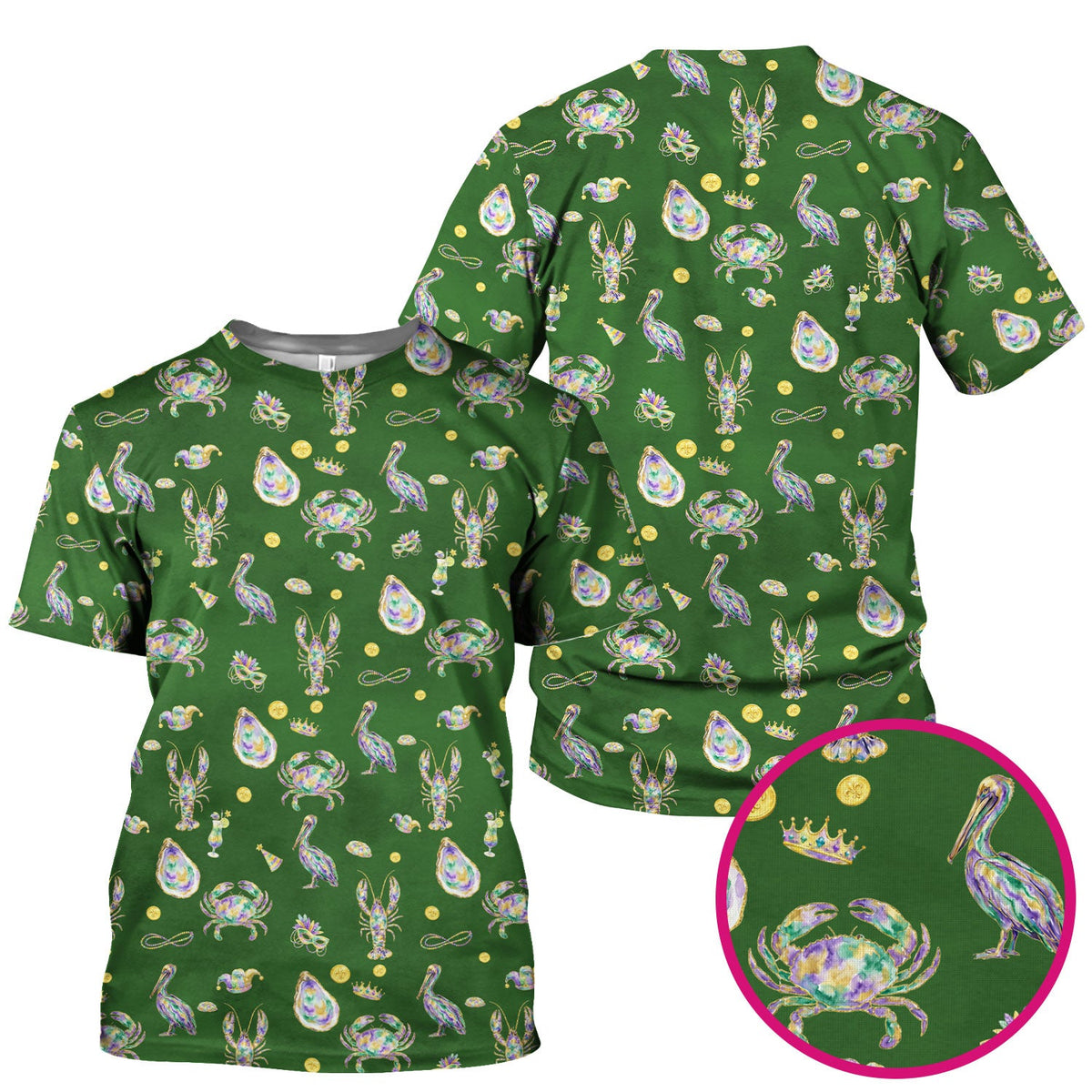 Mardi Gras Seafood Nurse Scrub Top