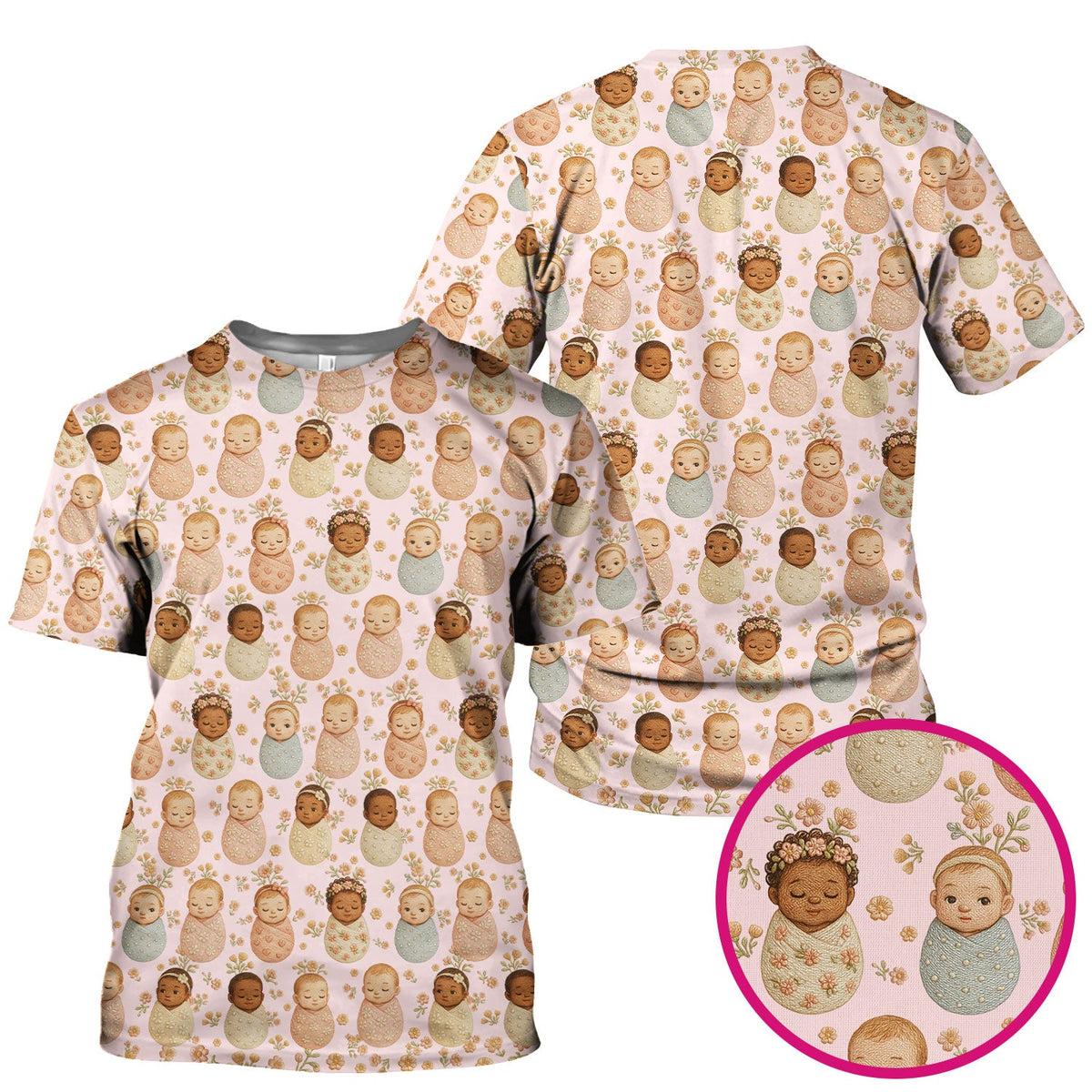 Sweet Newborn Baby Floral Nurse Scrub Top