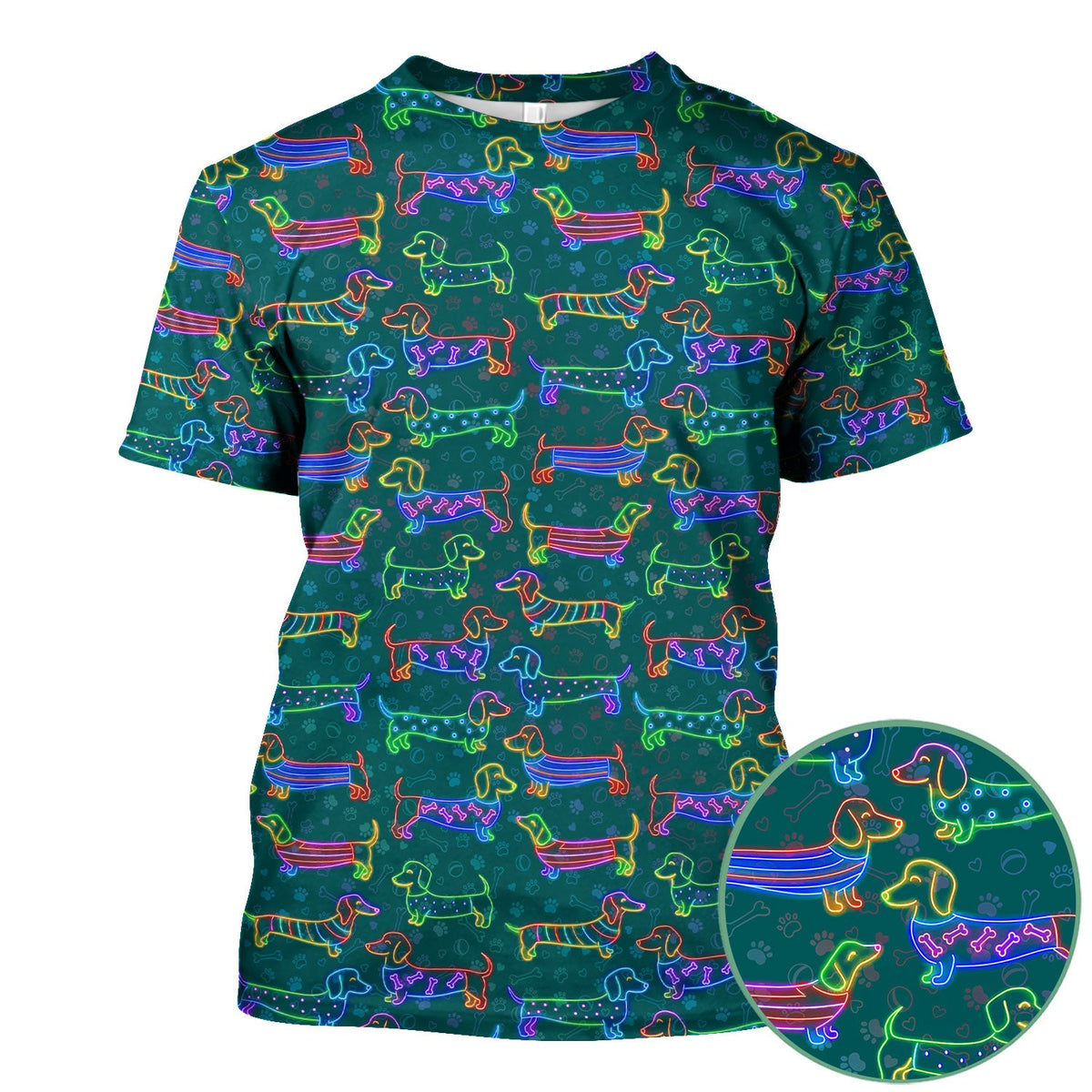 Neon Wiener Dog Nurse Scrub Top