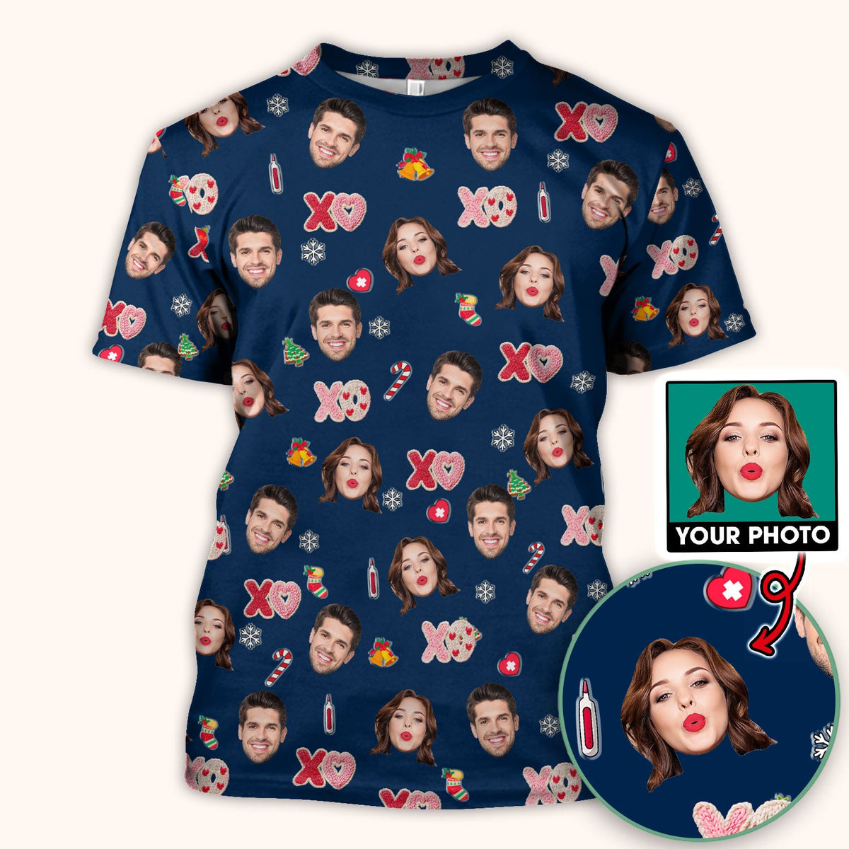 Personalized Photo Face Nurse Scrub Top