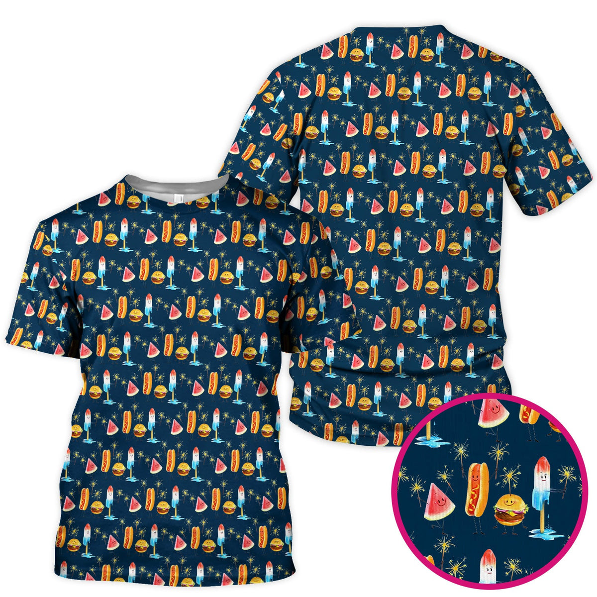 Summer Food Icons Nurse Scrub Top