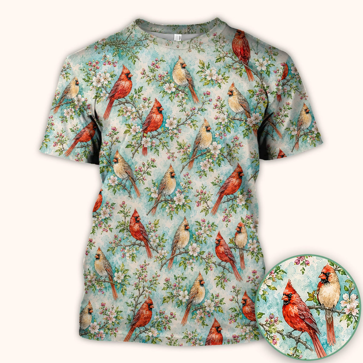 Cardinal Blossom Branch Nurse Scrub Top