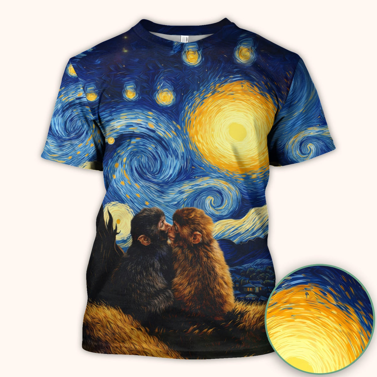 Romantic Monkey Night Sky Nurse Scrub Top