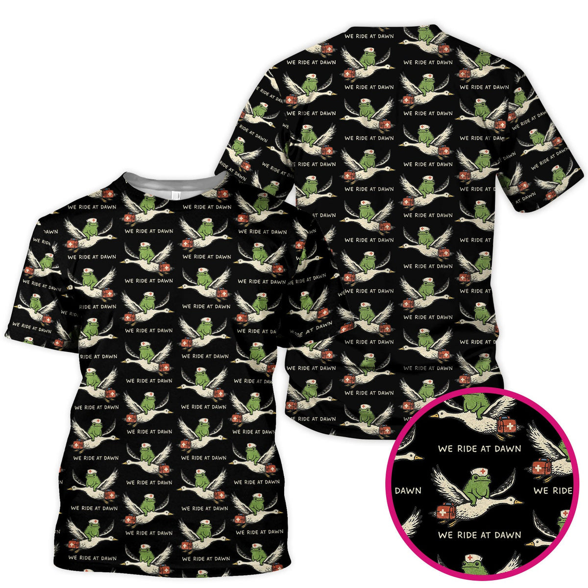 Frog Riding Goose Nurse Scrub Top