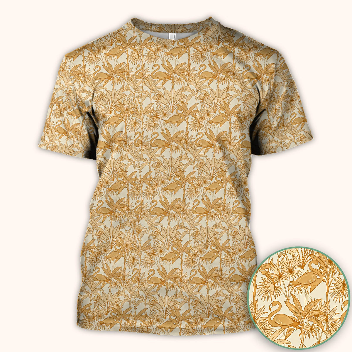 Tropical Flamingo Palm Leaves Nurse Scrub Top