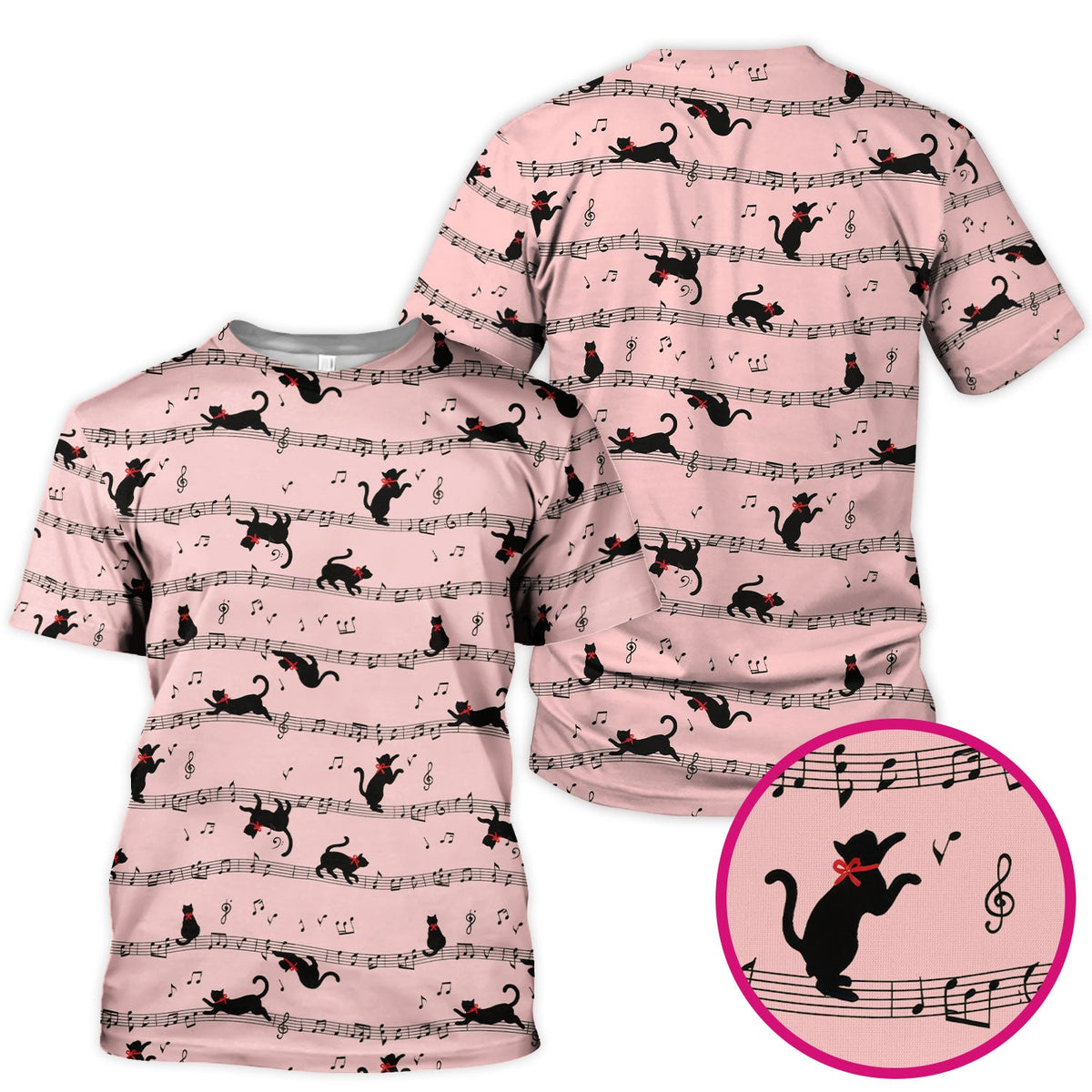 Dancing Black Cat Music Nurse Scrub Top