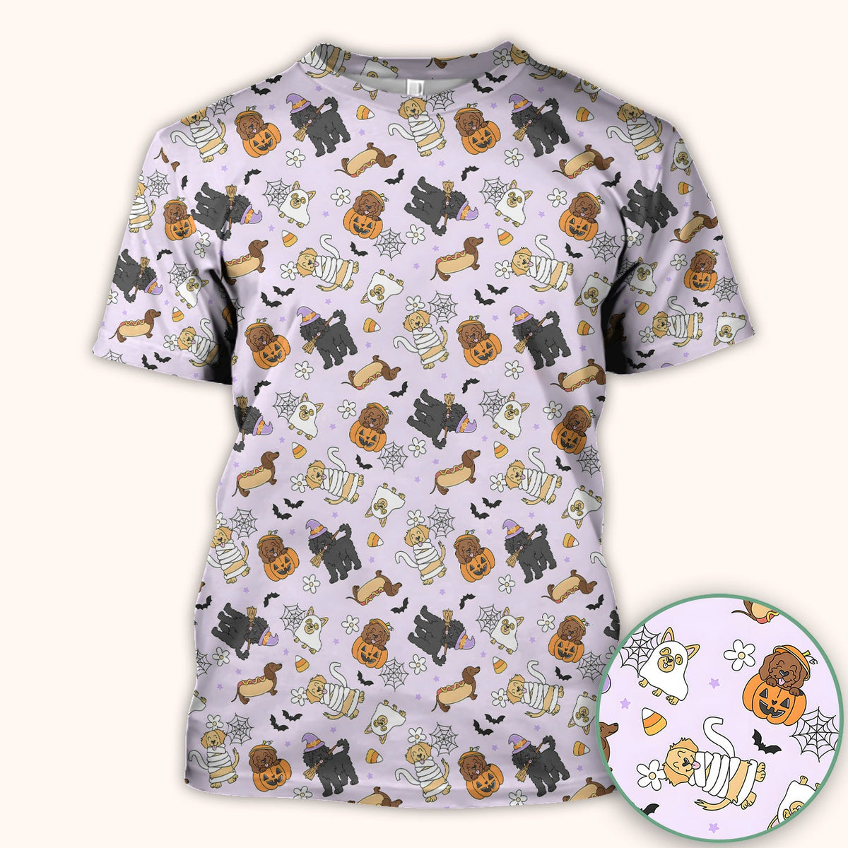 Halloween Costumed Pets Nurse Scrub Top