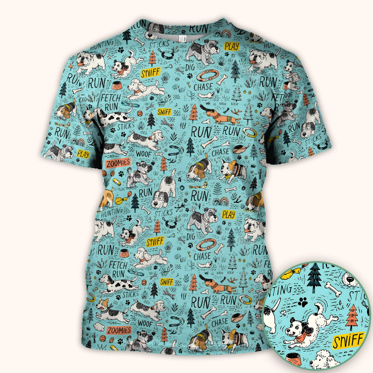 Cartoon Puppy Adventure Nurse Scrub Top