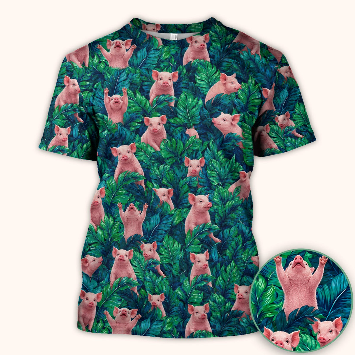 Piglet Jungle Leaves Nurse Scrub Top
