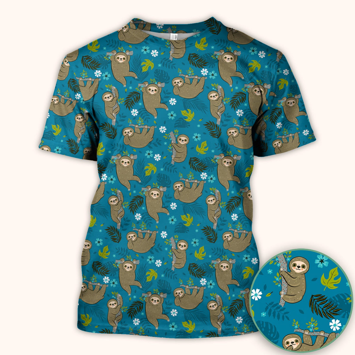 Jungle Tropical Sloth Nurse Scrub Top