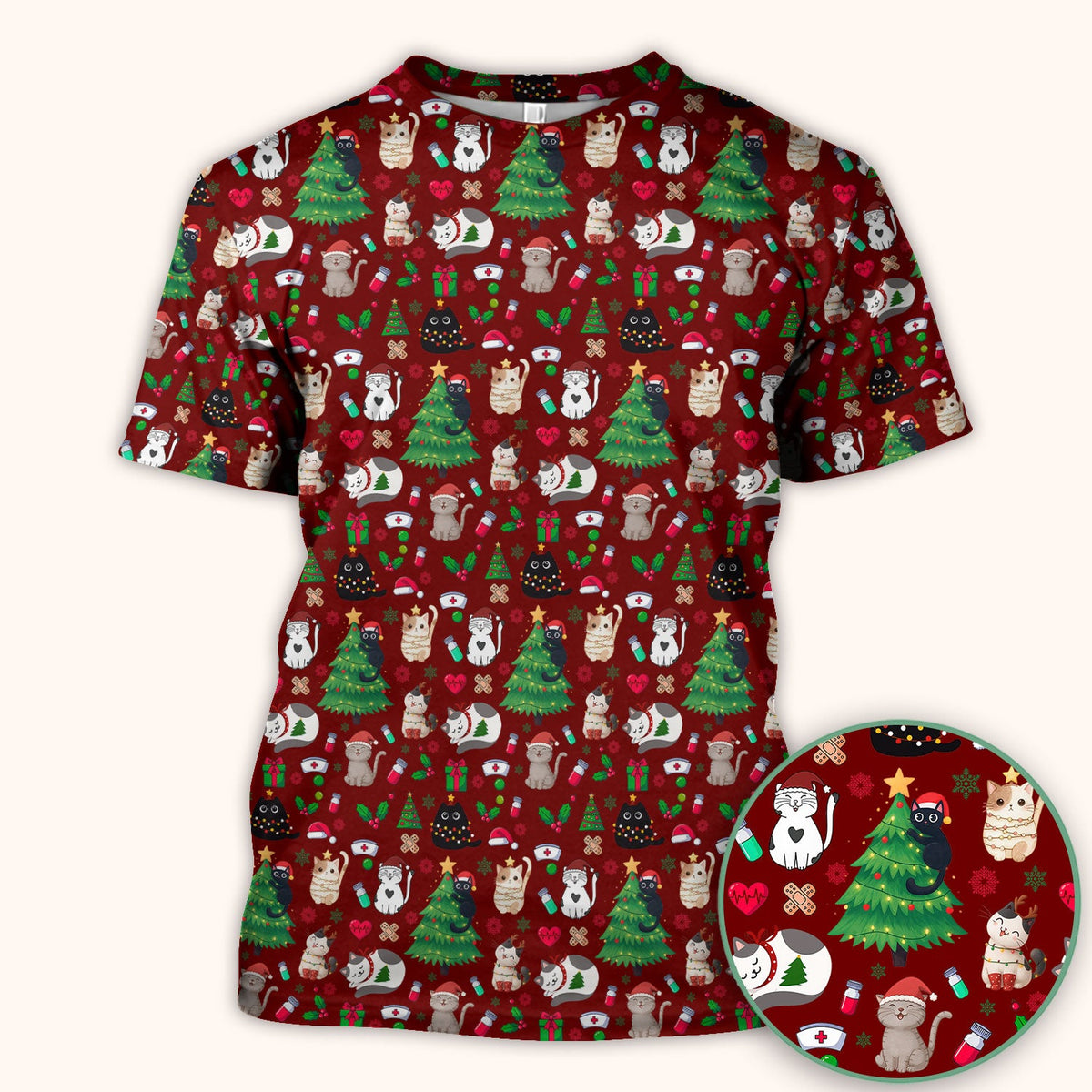 Christmas Pet Nurse Scrub Top