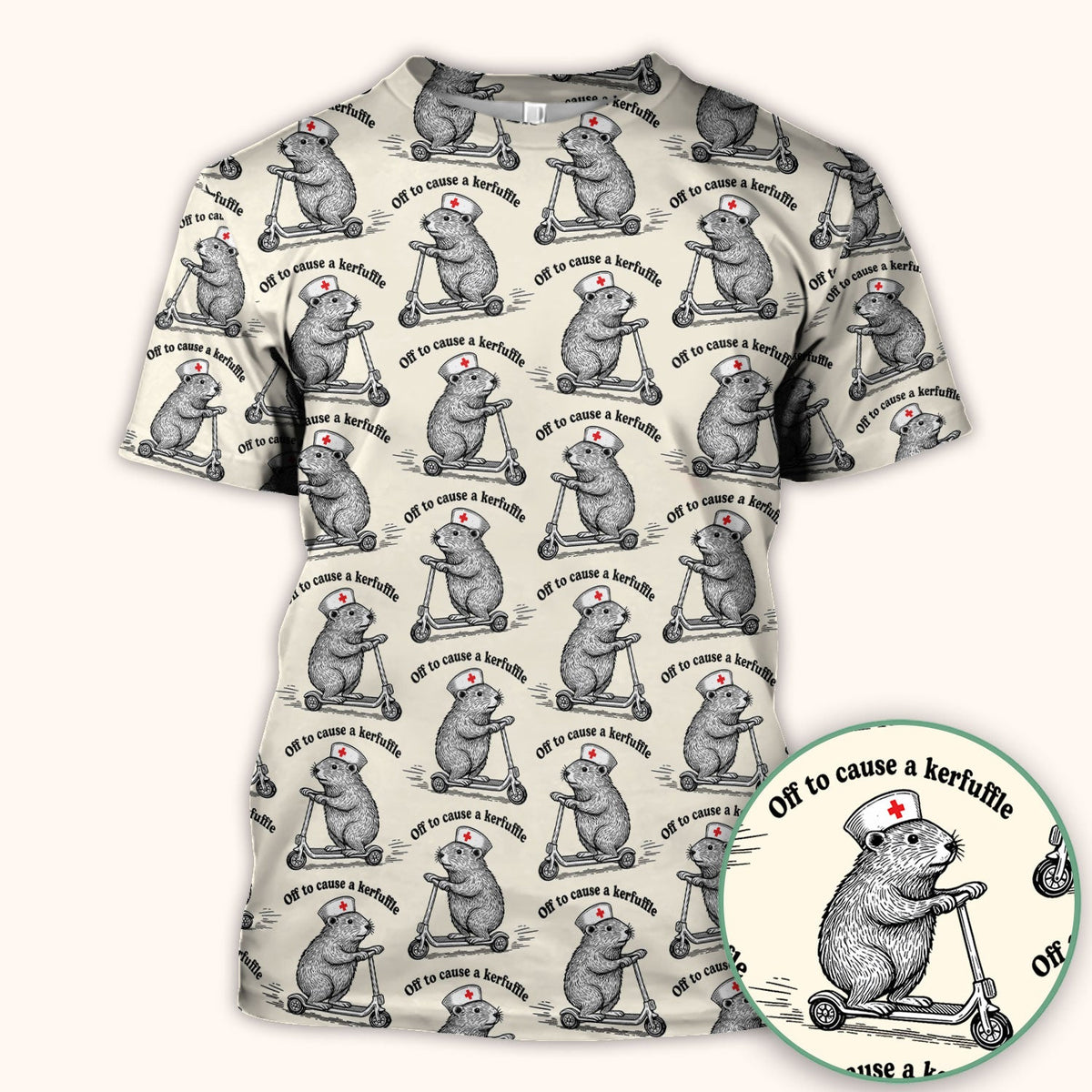 Mouse Scooter Nurse Scrub Top