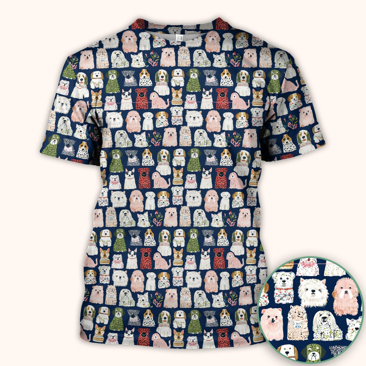 Dog Breeds Nurse Scrub Top