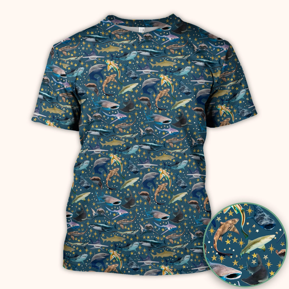 Colorful Shark Ocean Nurse Scrub Top