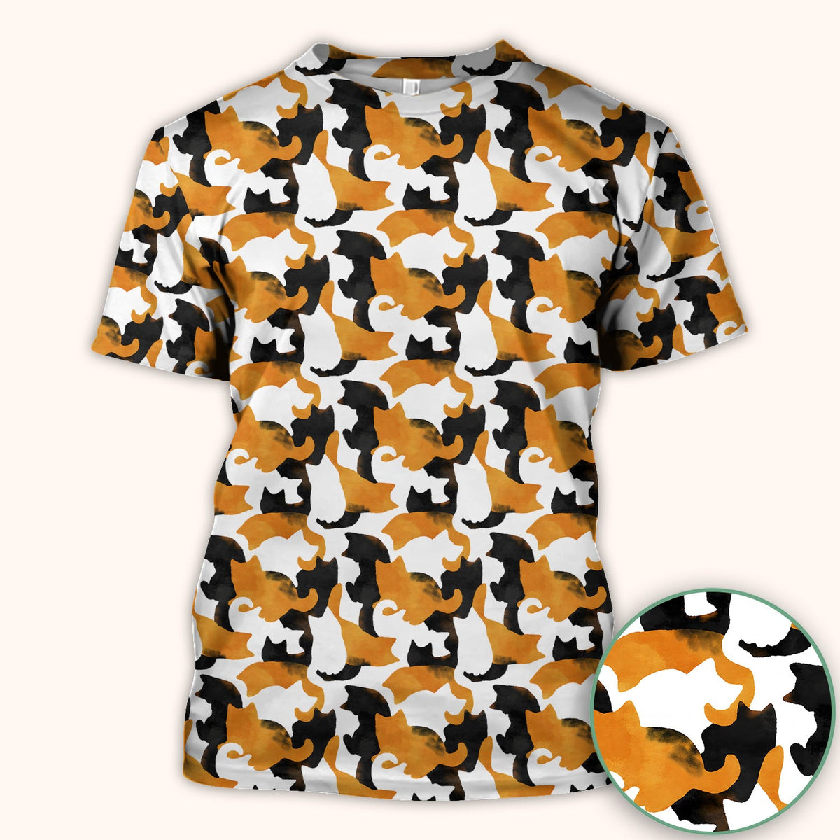 Calico Cat Silhouette Nurse Scrub Top
