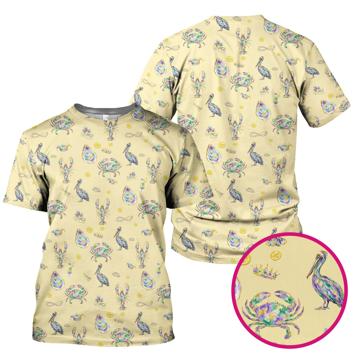 Mardi Gras Seafood Nurse Scrub Top