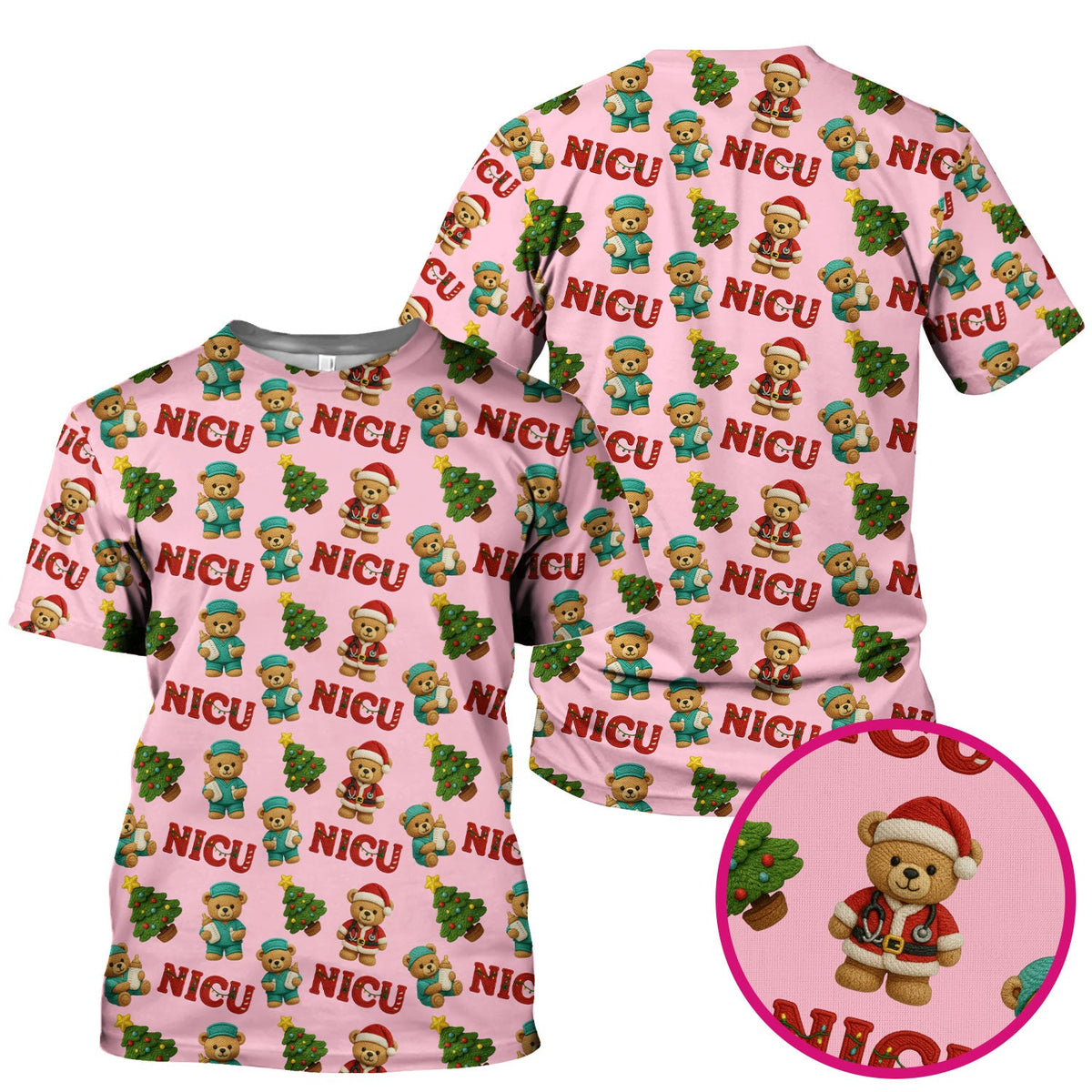NICU Nurse Teddy Bear Scrub Top - Christmas Gift