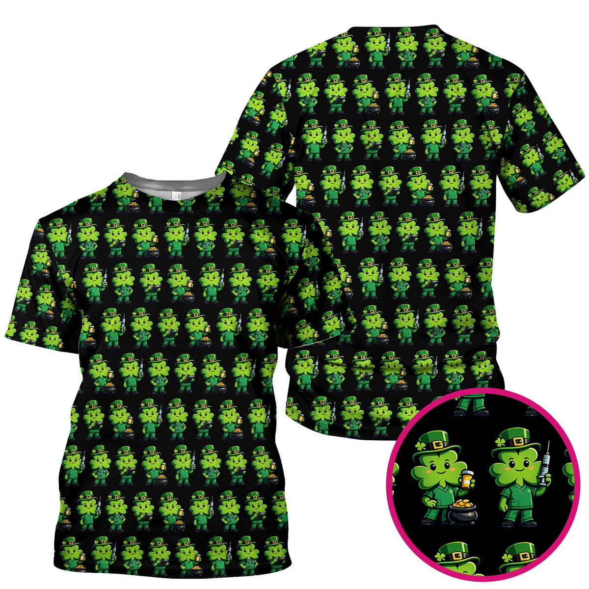 St Patrick Leprechaun Nurse Scrub Top