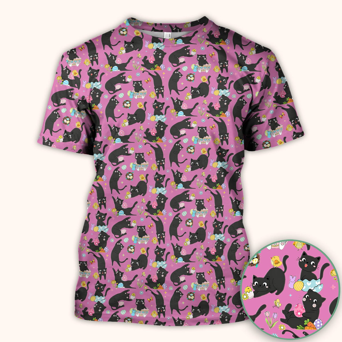 Black Cat Easter Egg Nurse Scrub Top