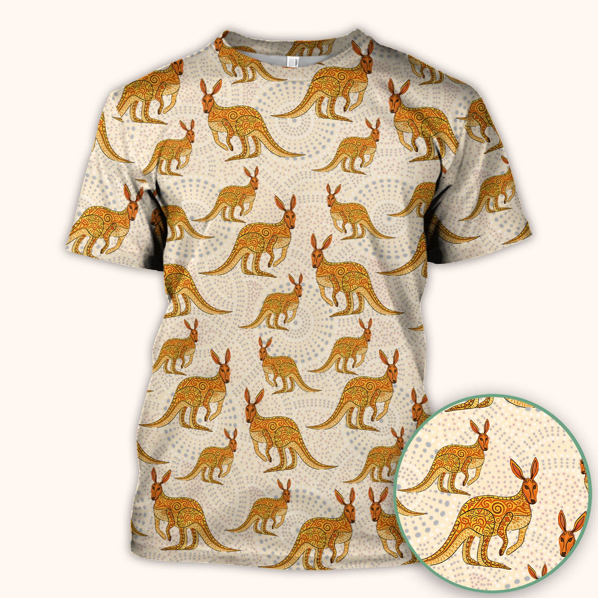 Australian Kangaroo Dot Art Nurse Scrub Top