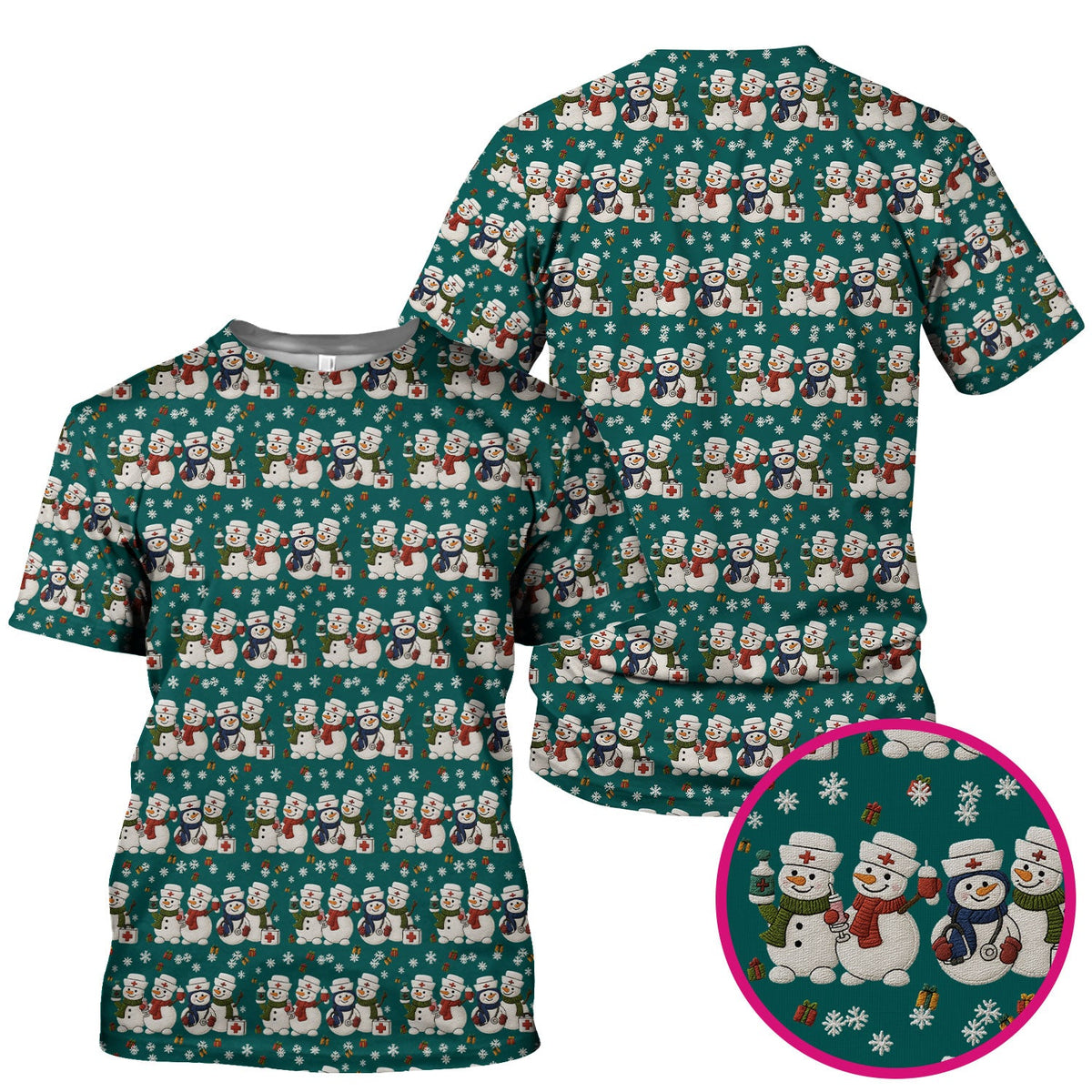 Snowman Nurse Scrub Top - Christmas Gift