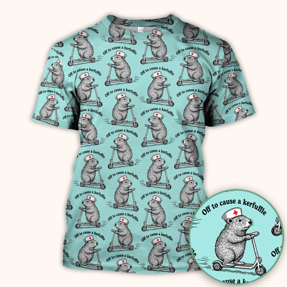 Mouse Scooter Nurse Scrub Top