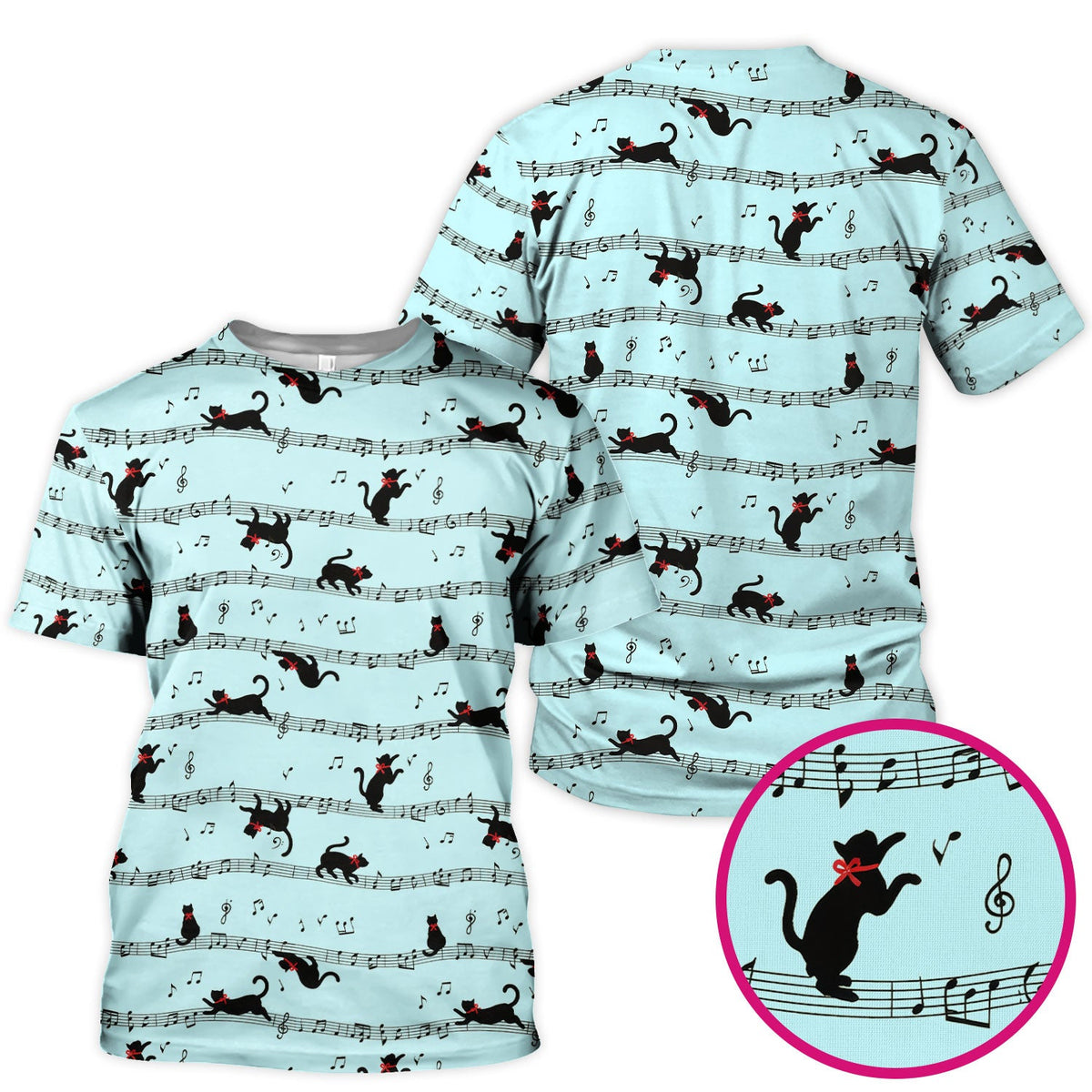 Dancing Black Cat Music Nurse Scrub Top