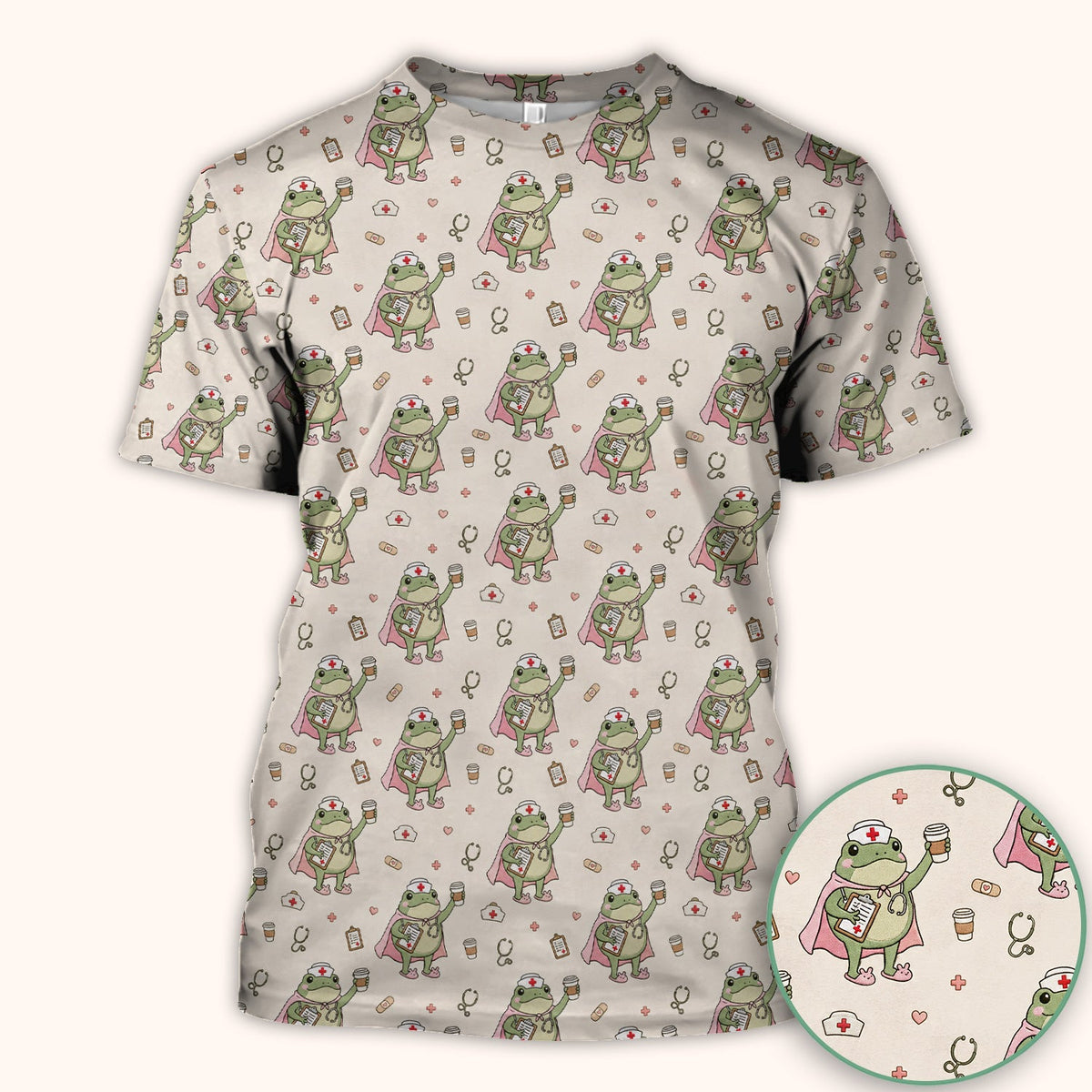 Super Nurse Frog Scrub Top