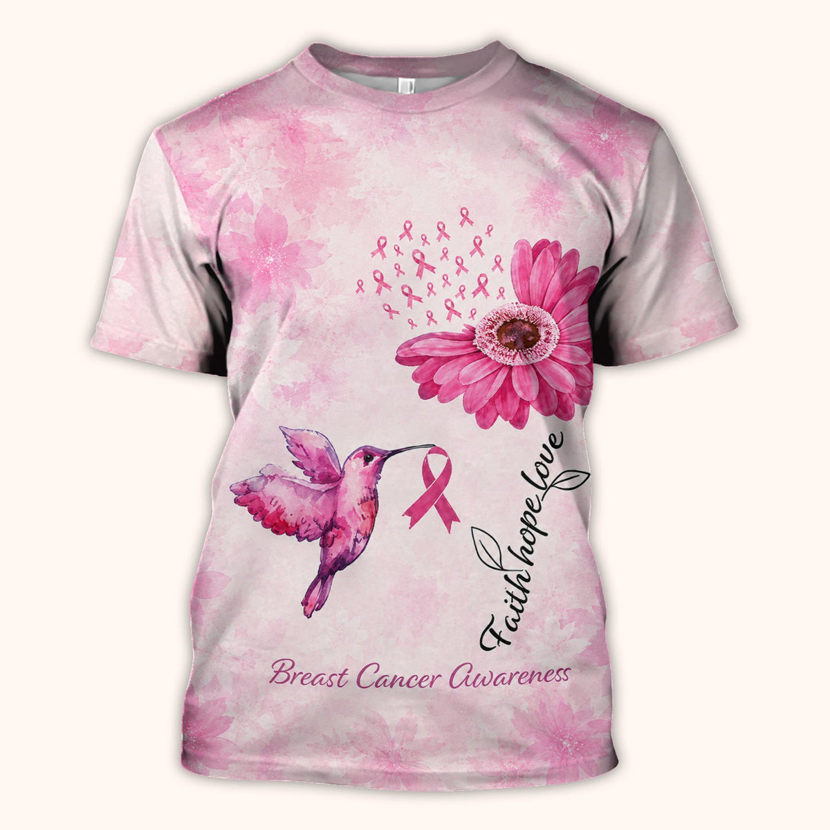 Breast Cancer Awareness Hummingbird Nurse Scrub Top