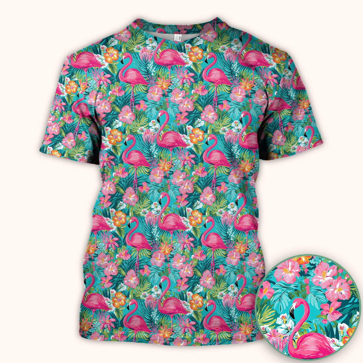 Tropical Flamingo Floral Nurse Scrub Top