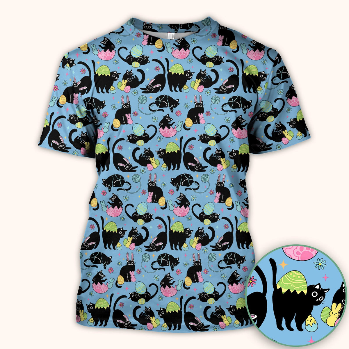 Black Cat Egg Nurse Scrub Top - Easter Gift