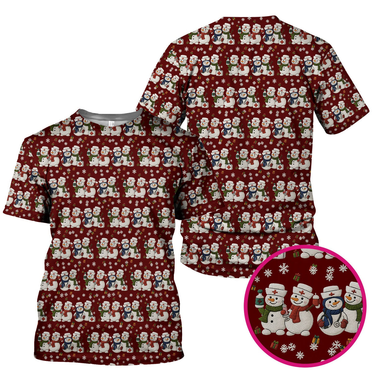 Snowman Nurse Scrub Top - Christmas Gift