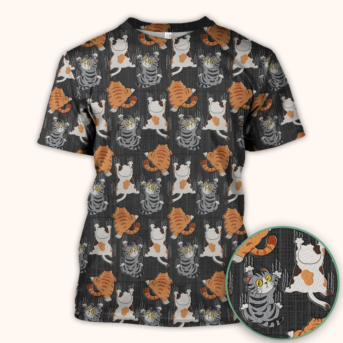 Cute Cat Pattern Nurse Scrub Top, Cats Medical Pattern Shirt, Breathable Fabrics Nursing Uniform