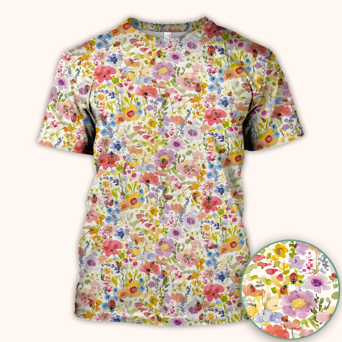 Wildflower Ladybug Garden Nurse Scrub Top