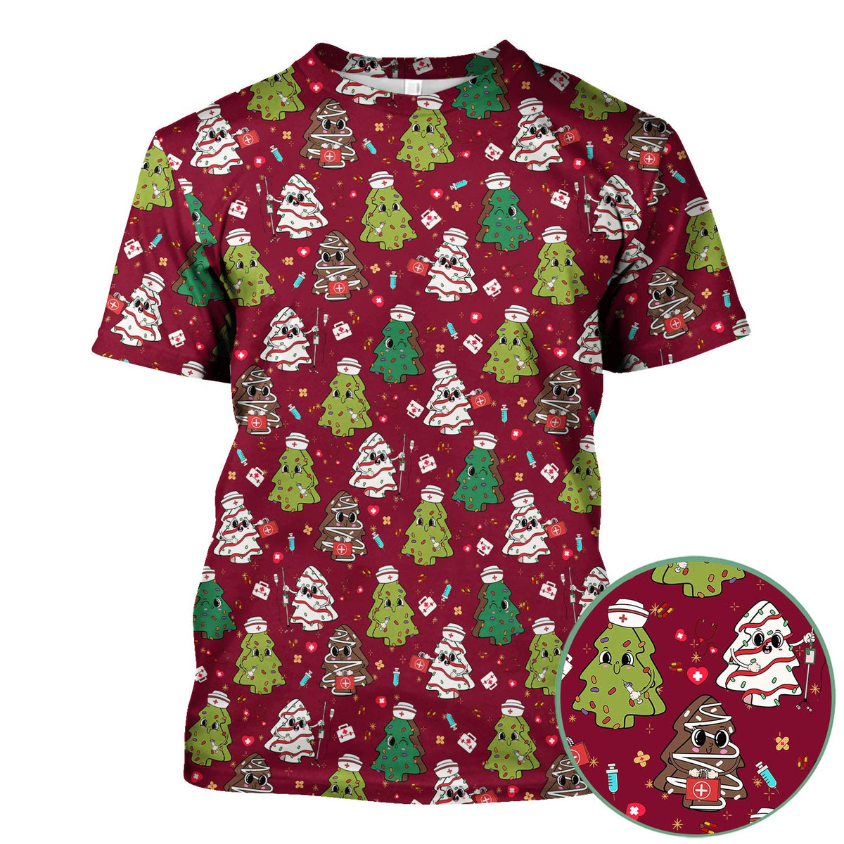 Christmas Tree Nurse Scrub Top