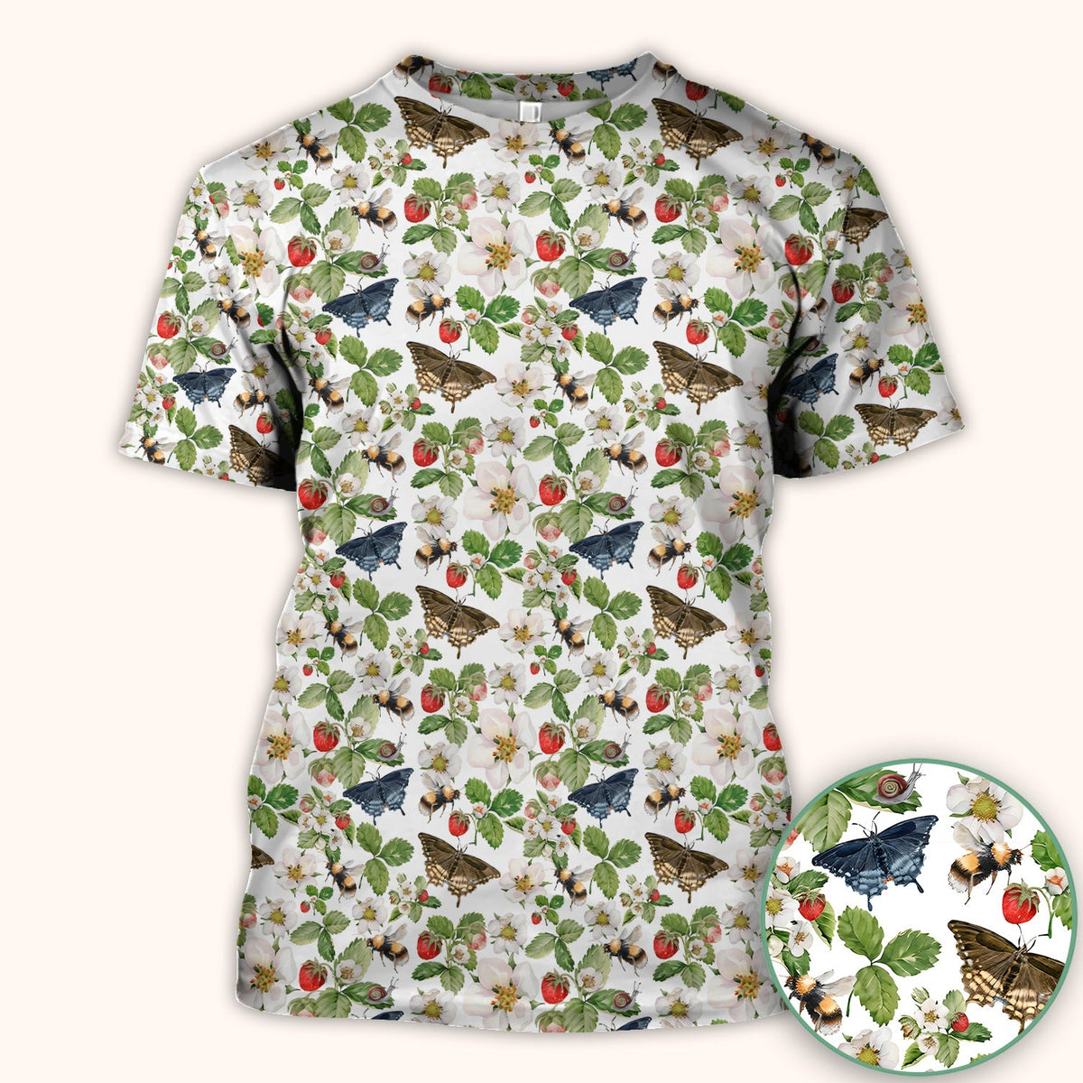 Strawberry Butterfly Garden Nurse Scrub Top