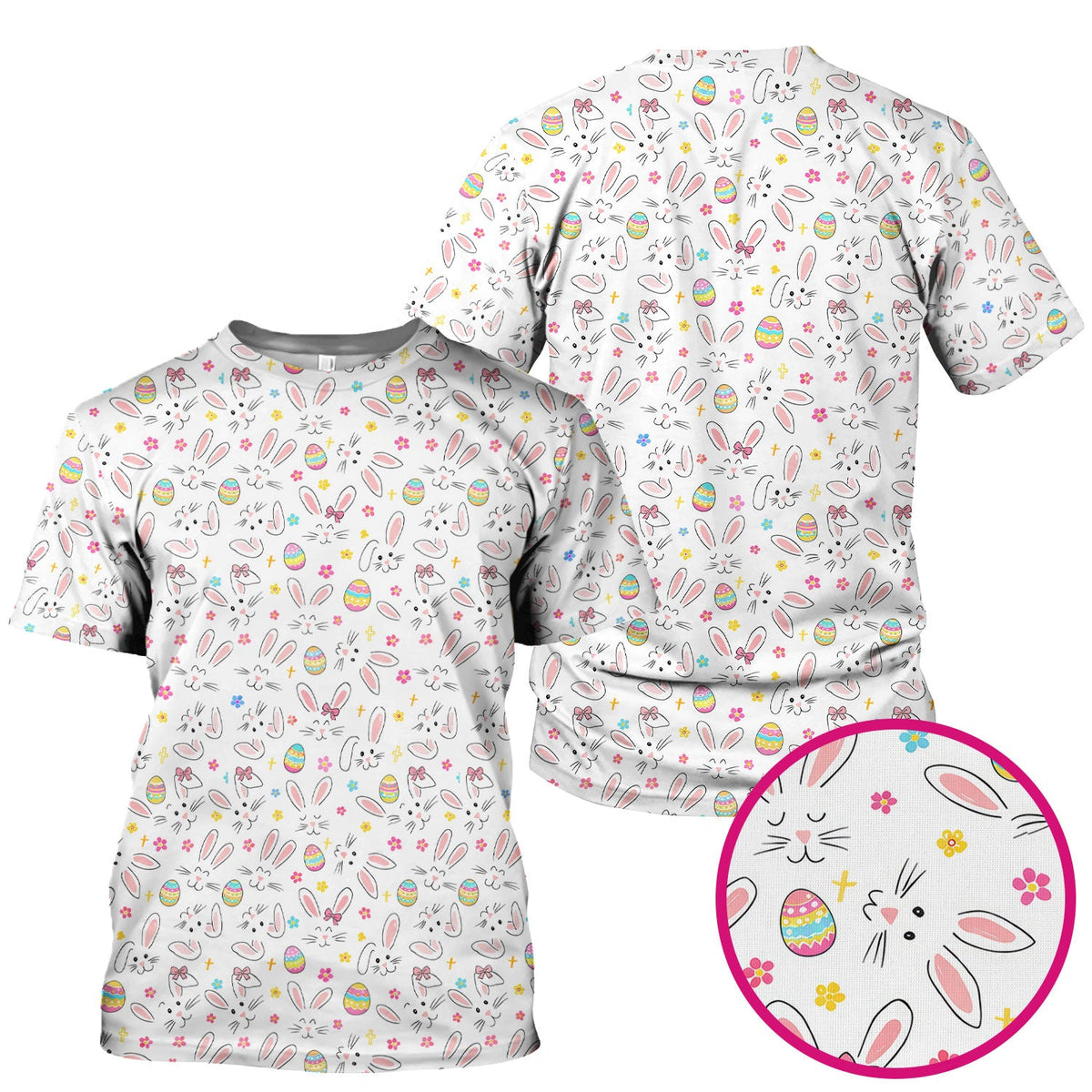 Bunny Faces Pastel Egg Nurse Scrub Top - Easter Gift