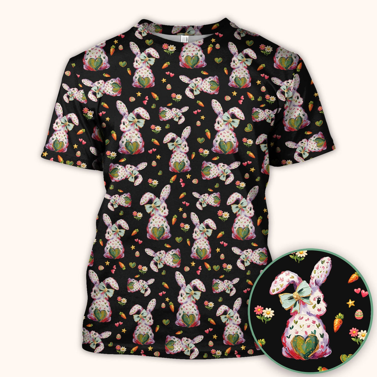 Pastel Bunny Easter Nurse Scrub Top