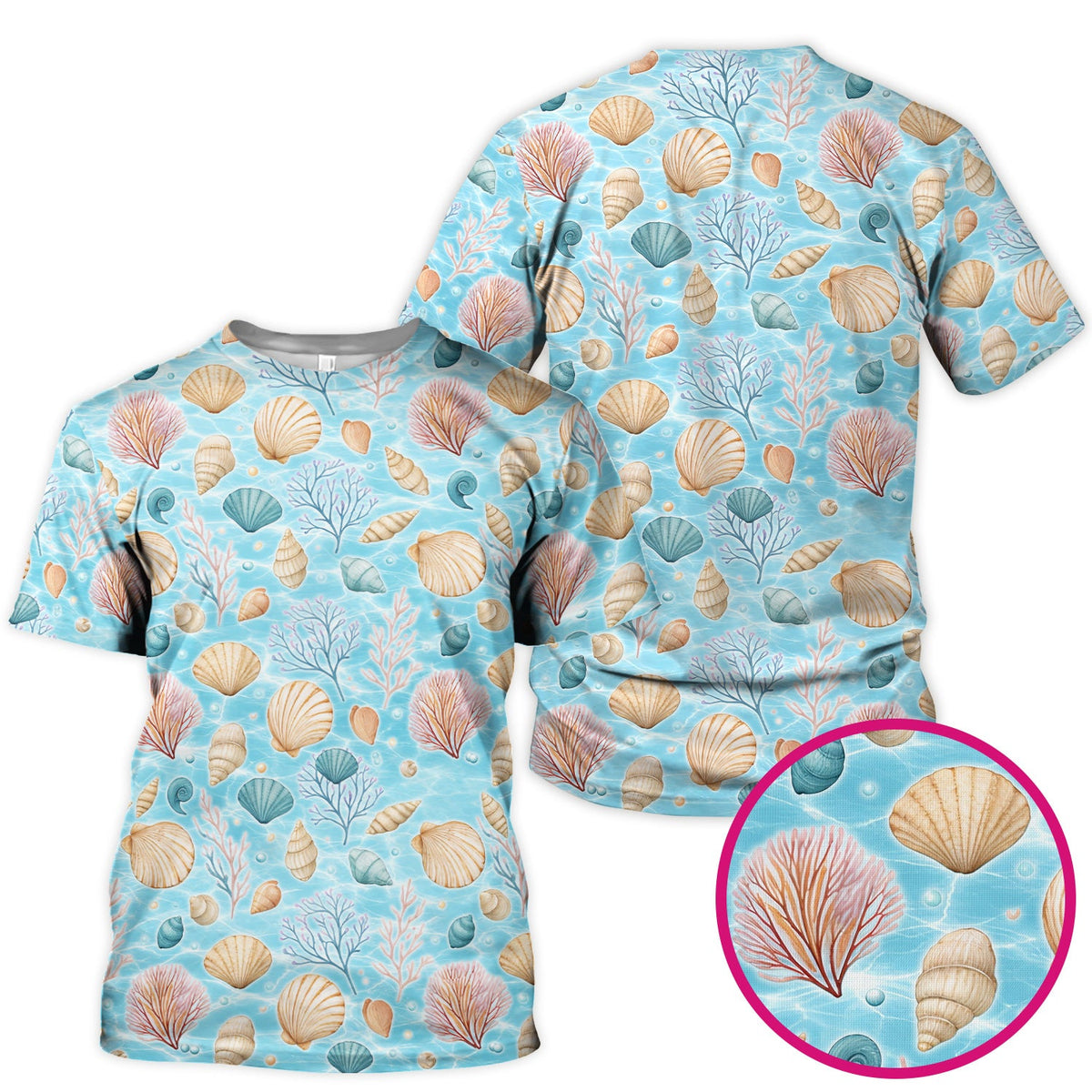 Coastal Seashell And Coral Reef Nurse Scrub Top