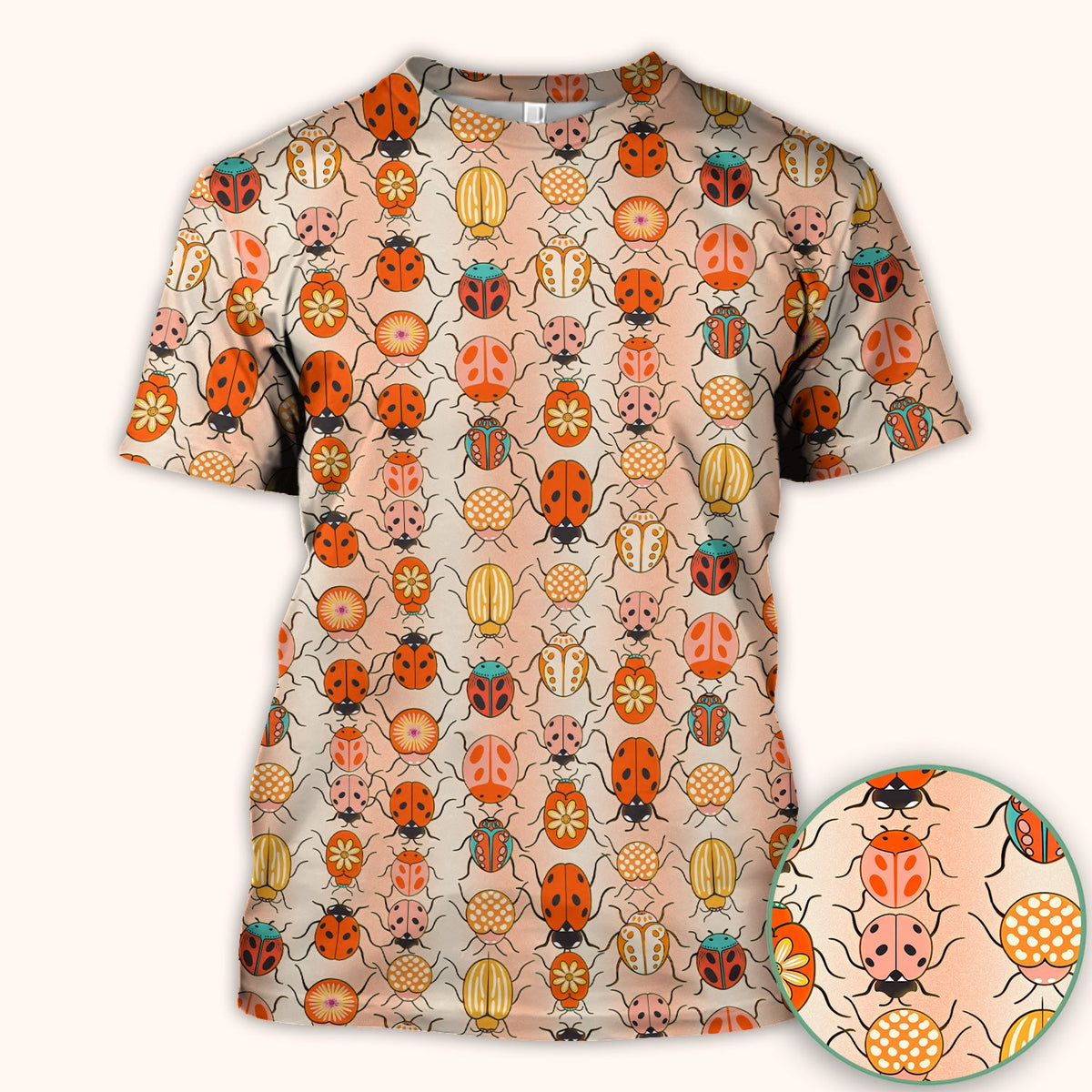 Ladybug Beetle Floral Nurse Scrub Top