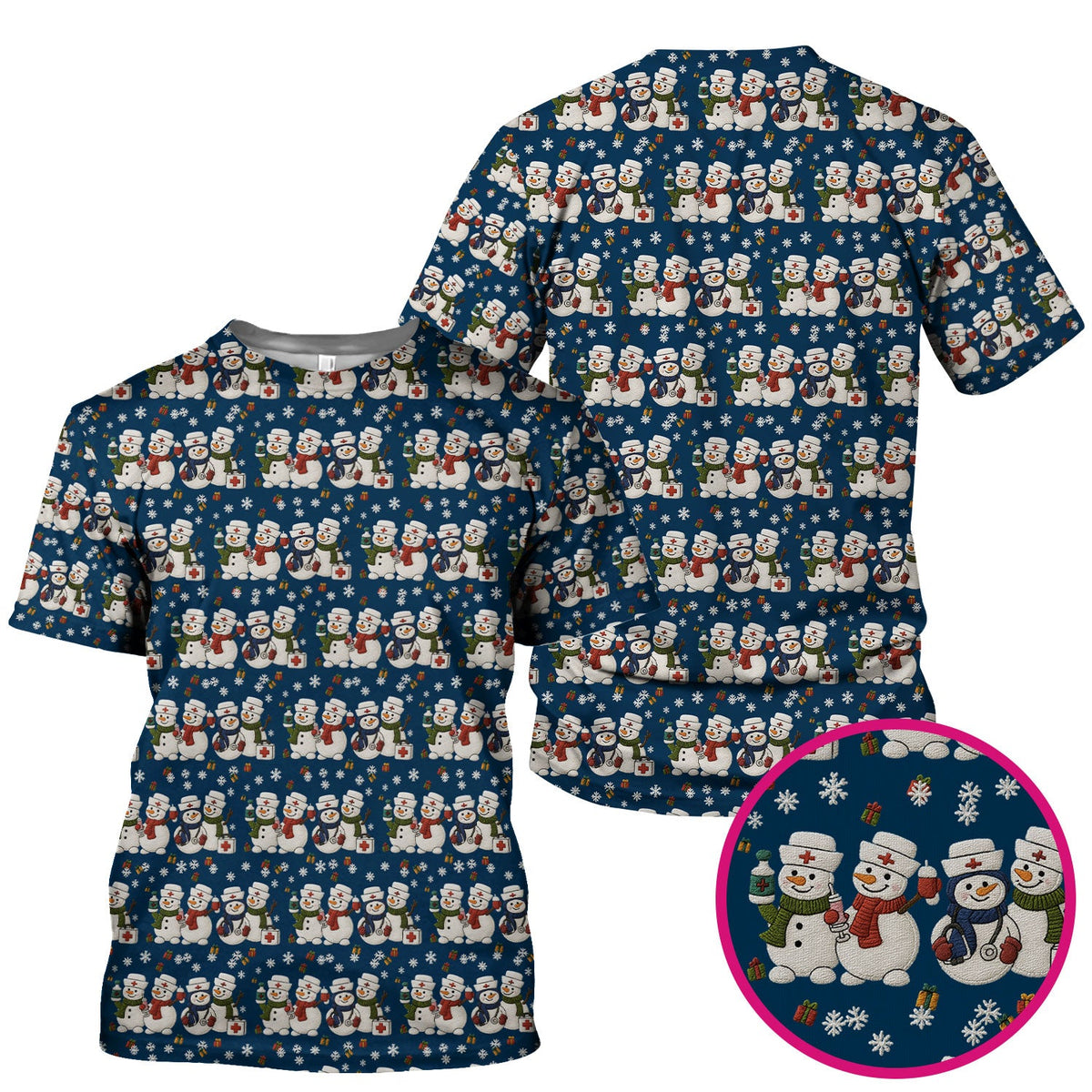 Snowman Nurse Scrub Top - Christmas Gift