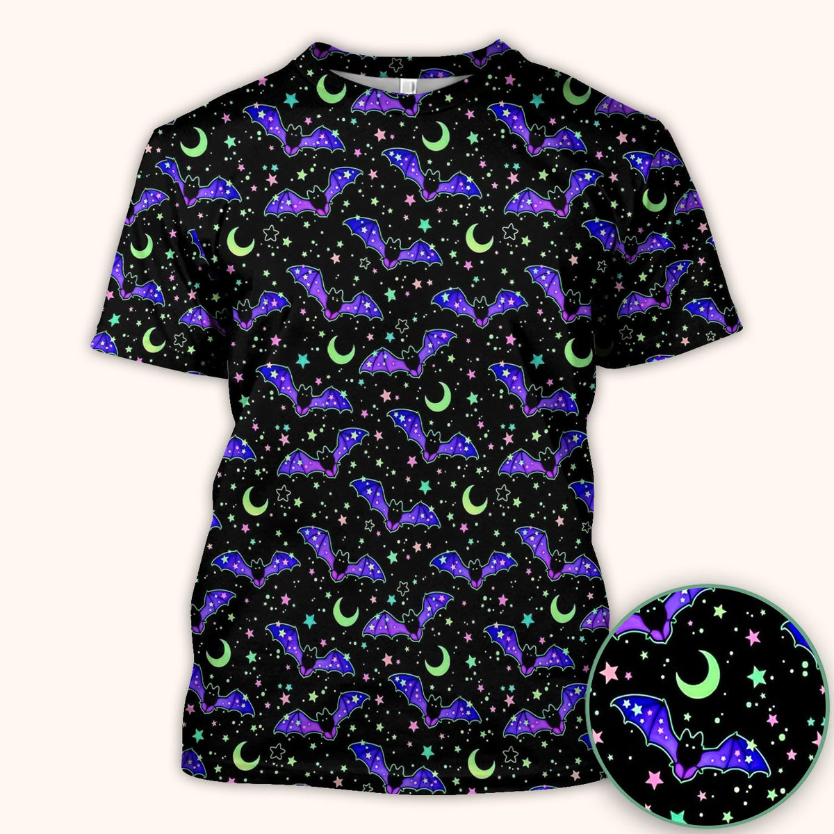 Spooky Celestial Bat Nurse Scrub Top