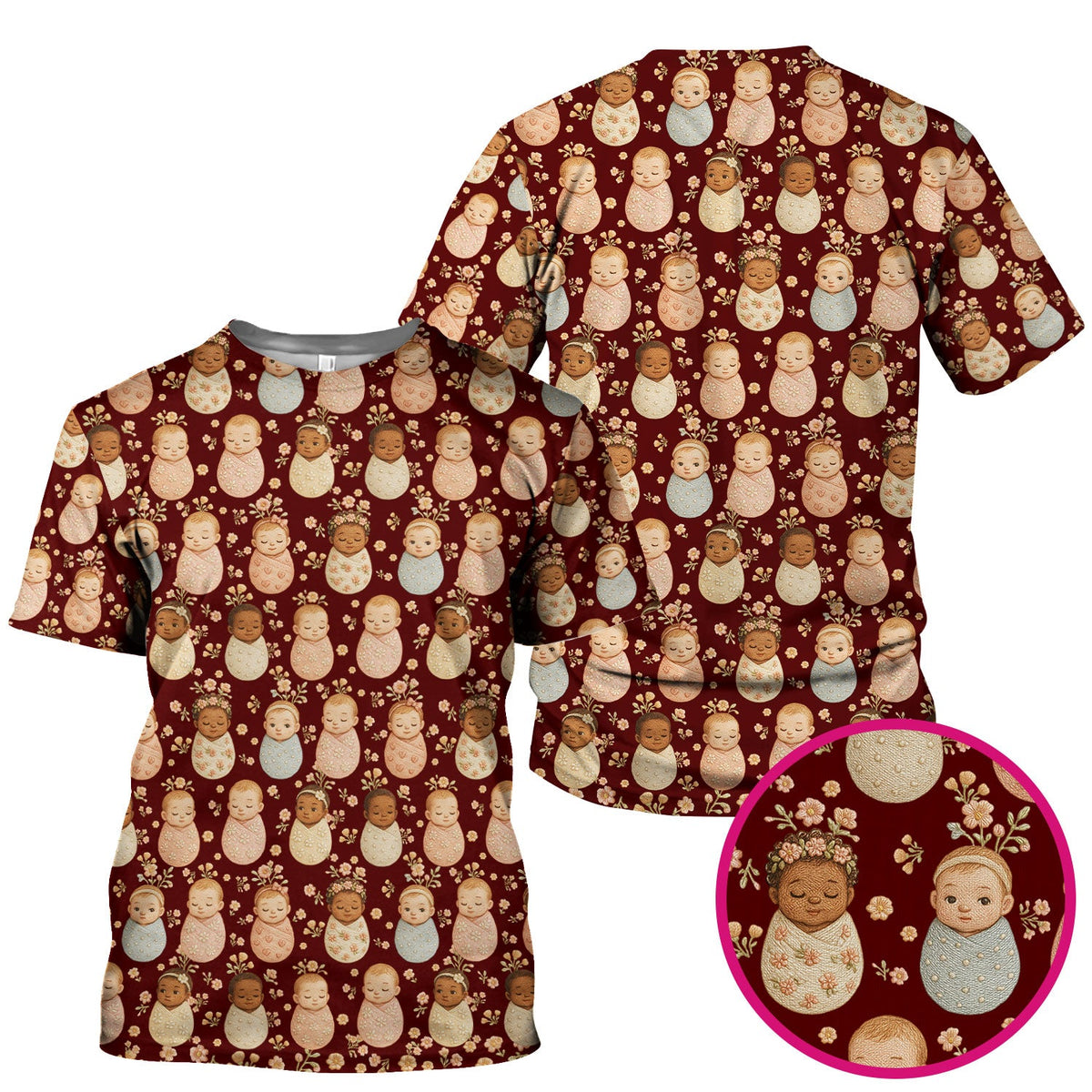Sweet Newborn Baby Floral Nurse Scrub Top