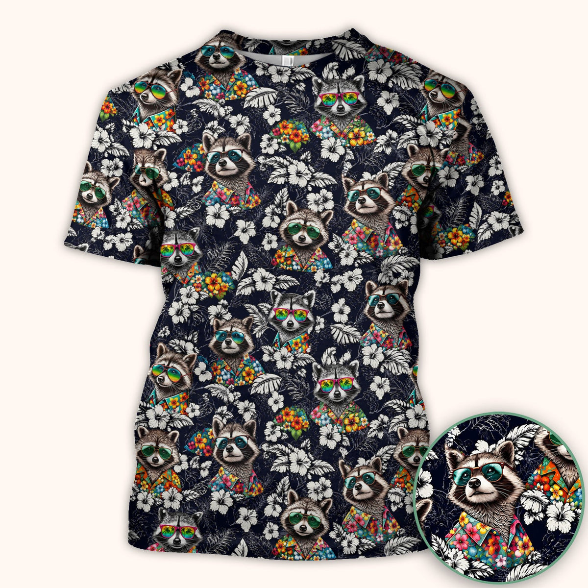 Tropical Raccoon Floral Nurse Scrub Top