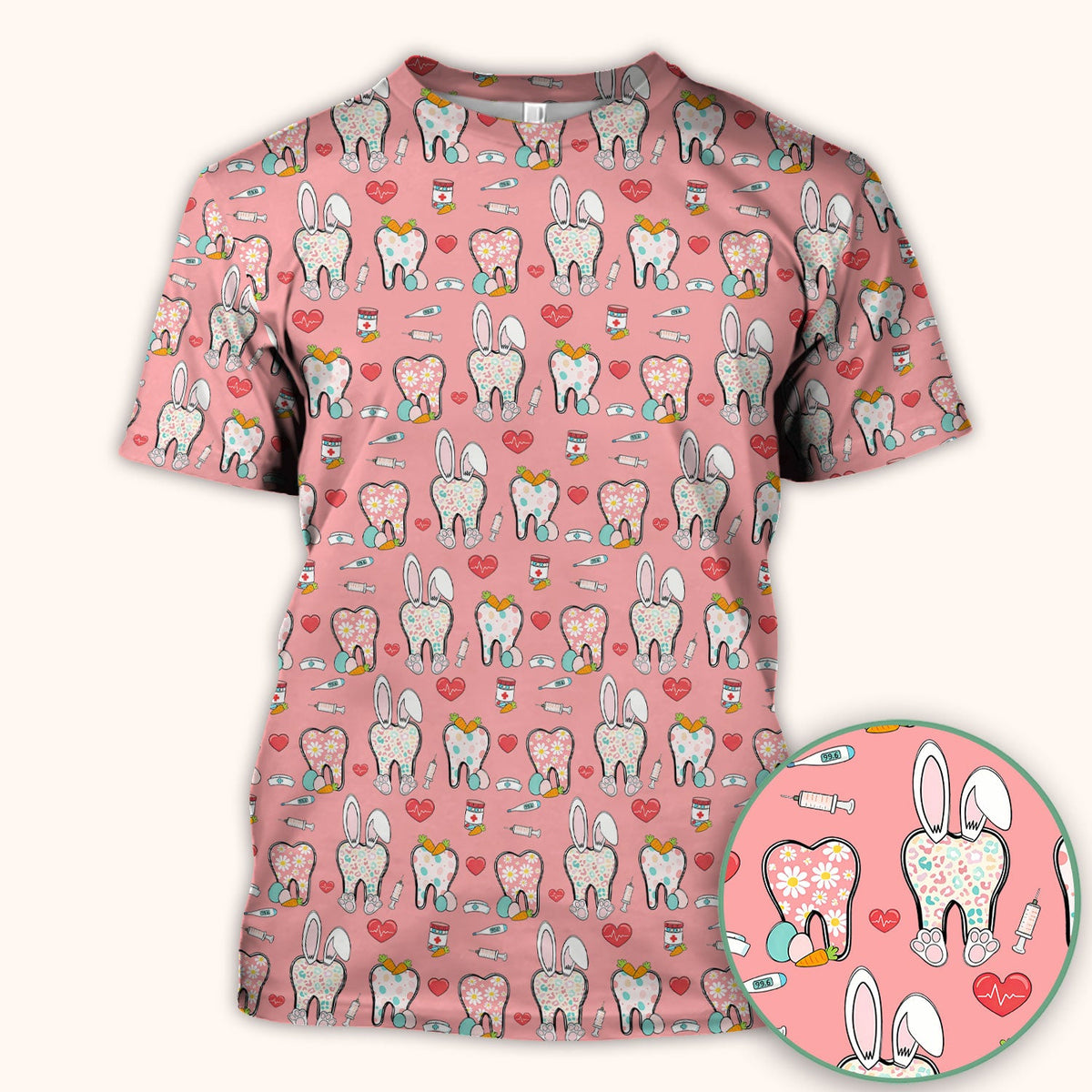 Easter Bunny Dentist Nurse Scrub Top